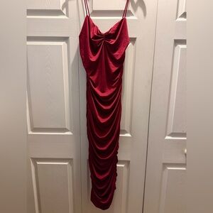 Elegant Red Draped Women's Dress